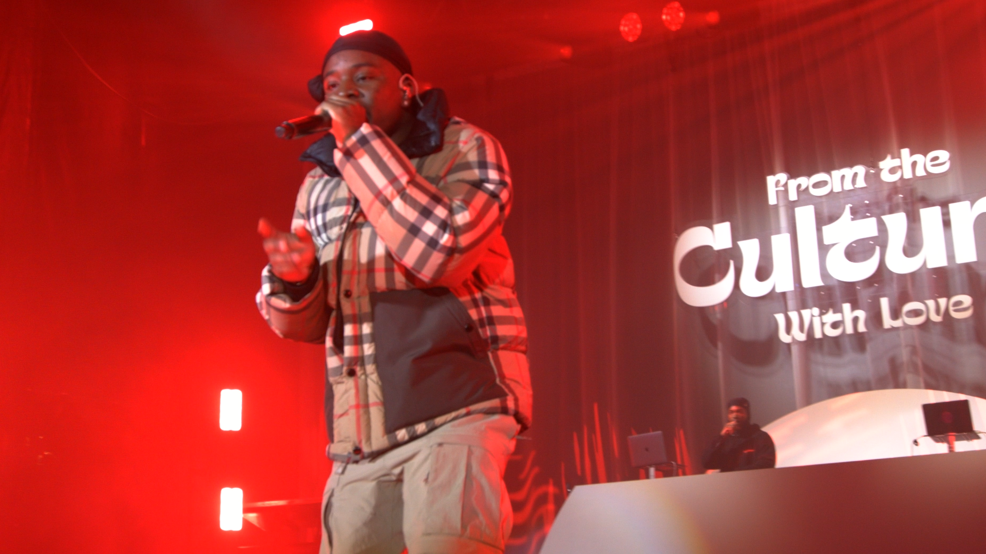 Performer with microphone